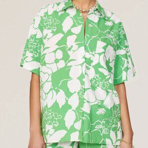 RAILS McKinney Hawaiian button down shirt Sz L green white print cotton top